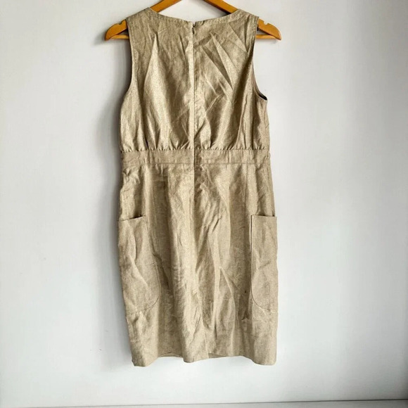 Maeve Flaxen Canvas Metallic Finish Sleeveless Patch  Pocket Dress 2 - Picture 5 of 6